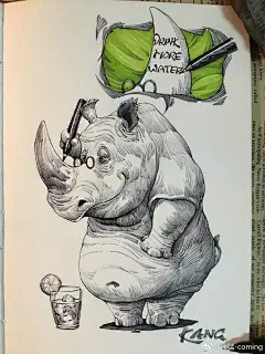#飞乐鸟分享# 胖胖的线描动物，超可爱了！连凶巴巴的大猩猩与河马看起来也意外的萌，这是怎么回事！图自@康猛-coming ​​​​