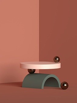 产品展示的抽象场景几何形状讲台的3d渲染