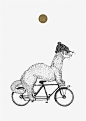 骑自行车的动物系列海报