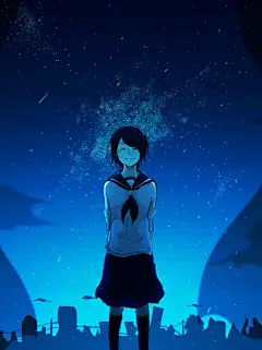 星降る夜に 星落之夜 p站 二次元 插画 少女 头像 手绘 星夜 星空 壁纸