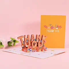 创意3D立体商务贺卡感谢卡THANK YOU贺卡带信封教师节贺卡送朋友
