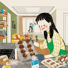 画师Nal笔下的一组小故事插画
书里的日常幸福
这组插画主要围绕着生活里的书籍展开
孩子看到书里的内容兴高采烈的想要做纸飞机...
妈妈看到书里的内容想给家人做着糕点吃...
这些都是很平常的一些生活日常
却给人很满满温暖的幸福感 ​​​​
