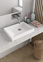 Vista Washbasins : VISTA washbasins; an alternative to conventional washbasins designed for small spaces. Selection of images to show the different solutions of the same product. Brand: Sanindusa; 3D visualizations: Patrícia de Carvalho by perspectivainte