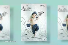【乐分享】小孩儿童百日照周年纪念照手绘创意PSD素材_创意摄影_乐分享素材网_psd素材_平面素材_png素材_免费素材_ppt模板_灵感库_设计素材共享平台