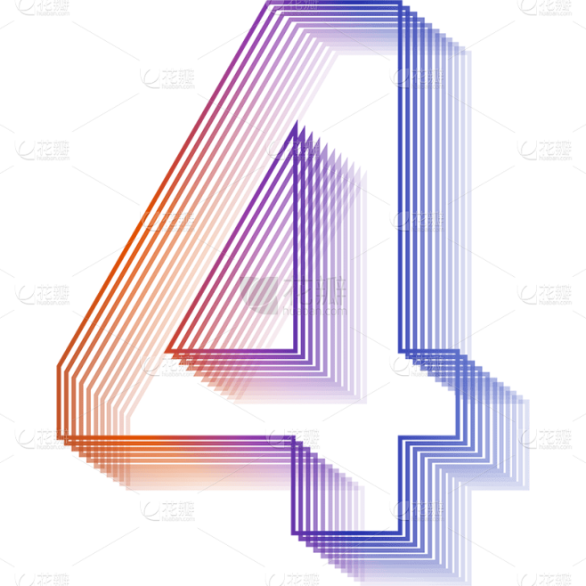 扁平渐变-商务科技风线条数字元素-4