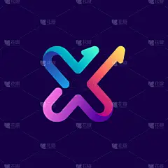 有箭头的X字母标识。用于体育标签、投注标题、多媒体海报、名片等的矢量渐变字体.
