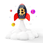 Bitcoin Startup 3D Illustration