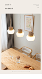 北欧现代简约手工编织奶油风可爱温馨蘑菇餐厅原木风玻璃小吊灯-淘宝网