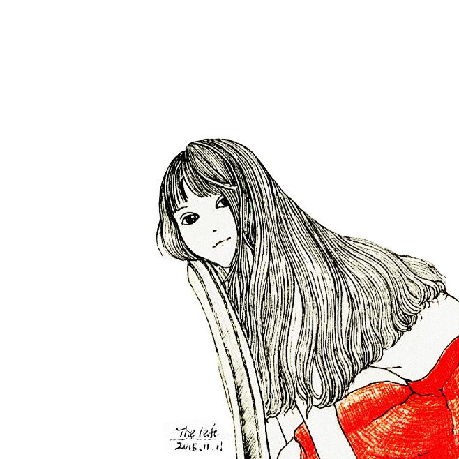 发呆  #小女孩的日常#   #手绘# ...