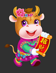 牛年插画2021国潮牛,春节,节日素材,设计,汇图网www.huitu.