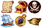 Pirates - game icons by Victoria Kosheleva, via Behance: 