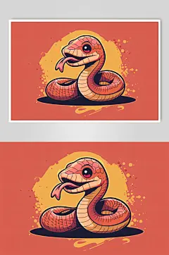 AI数字艺术蛇年漫画风插画