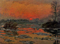 冬天塞纳河上的夕阳