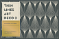 Thin Lines Art Deco Patterns 2 : The second set of amazing art deco patterns in thin lines.Various pattern design from fish-scale style, art nouveau, raylight to metropolis. The files are easy to use, tileable and editable