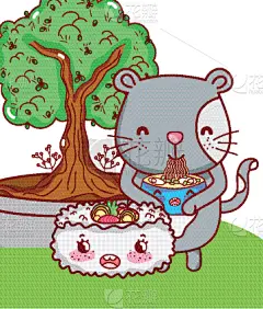 食品,动画片,猫,可爱,可爱的,寿司,自然美,餐馆,动物,盆景