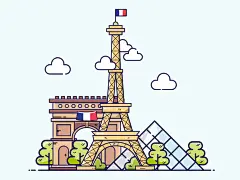 描边风格法国建筑