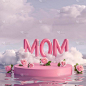 母亲节通用展台甜蜜云朵粉色鲜花花卉花瓣
