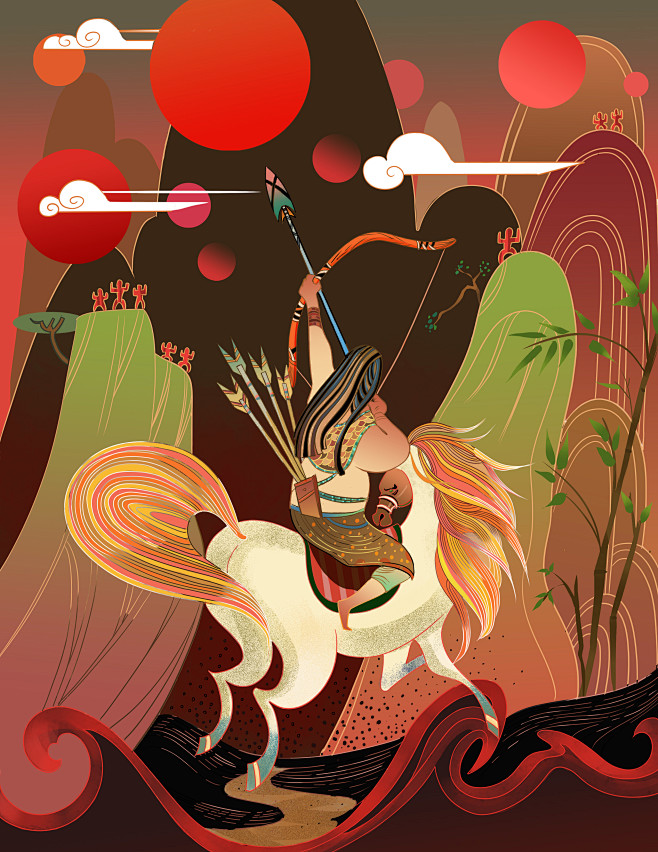 后羿射日谷布布插画师作品涂鸦王国gracgcom