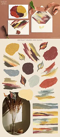 手绘抽象油画叶子壁纸装饰涂鸦纹理背景图片平面设计素材模板