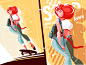 Girl on skateboard kit8 flat vector illustration character skateboard woman girl