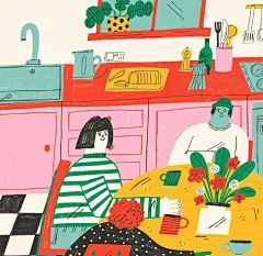 伦敦插画师Tess笔下的彩色插画 想念这样的日常✏️ ins:tesssmithroberts ​​​​