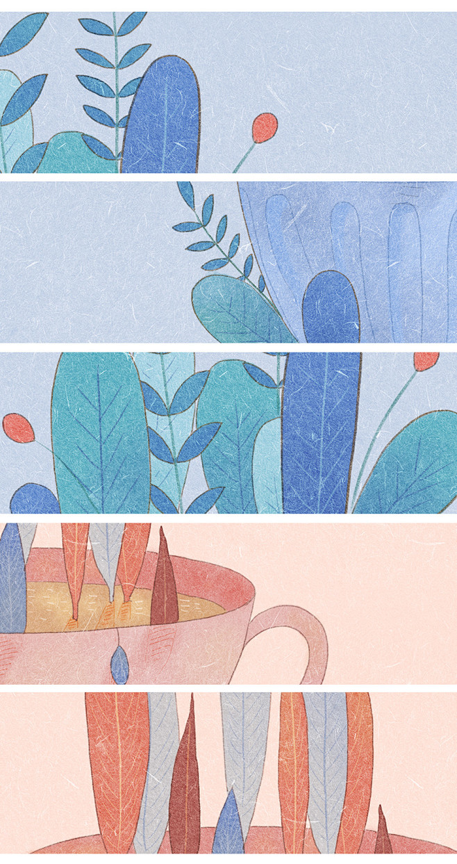 森系女暖心插画植物插画17