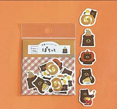 蘑菇屯 日本进口 古川纸工秋季限定美浓和纸贴纸包 小熊刺猬猫咪-淘宝网
