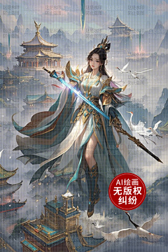 AI版权图库采集到【原创】古风女 仙侠