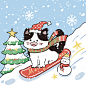 图案设计｜圣诞滑雪猫猫～ - 小红书