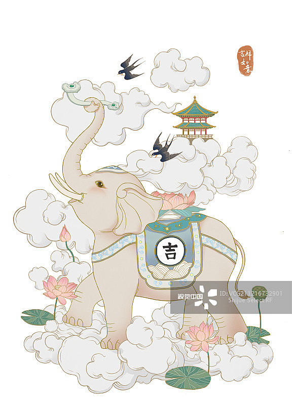 吉祥如意,祥云,象,插画,燕子图片素材下...