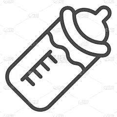 瓶子,线图标,牛奶瓶,儿童,婴儿,护士,轮廓,白色,黑色,塑胶