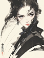 AIGC｜黑衣蒙面女侠｜水墨画 - 小红书