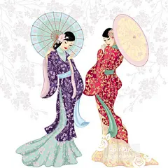 [EPS87]中国古代时尚手绘线描古典人物美女侍女插画 矢量设计素材-淘宝网
