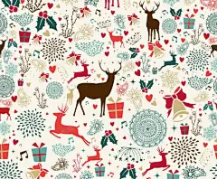 手绘卡通花朵小鹿壁纸