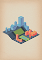 Isometric city : An illustration I made for school. I had to make a city on an isometric grid.