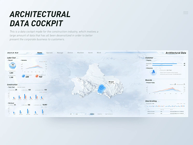 Map Visualization x FUI 3d c4d clean data data visualization interface ...