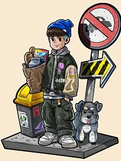 常规三件套 帅哥狗狗小场景