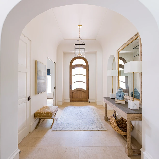Entryway - french country beige floor entryway idea in Dallas with ...