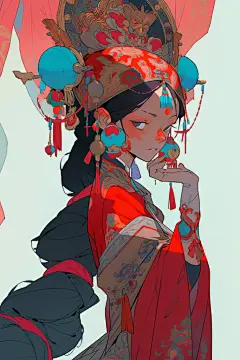 花旦脸谱插画形象