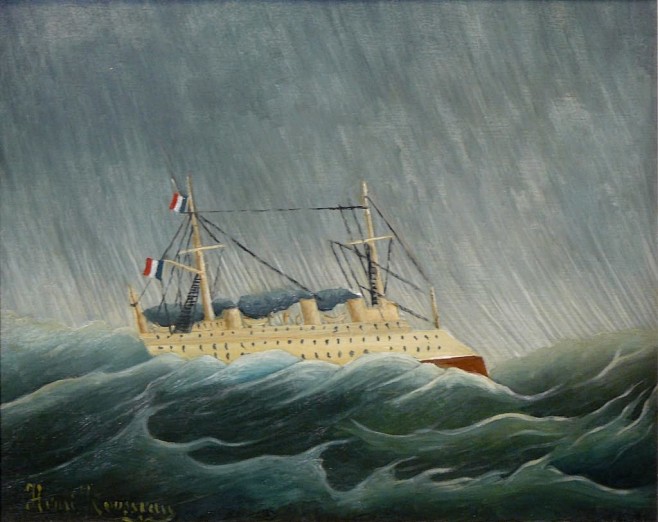 暴风雨中摇摆的船