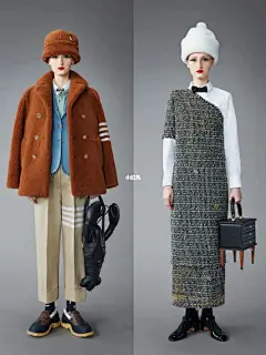 秀场分享｜Thom Browne 2022 Pre-Fall : 该系列主题名为“Lashes and Lobsters”，灵感来自龙虾及设计师本人的卧室壁纸 与往季的经典黑白灰相比更显明媚，加入了清新自然的蓝绿色，白玫瑰和小龙虾的印花图案同样赋予了每套lo