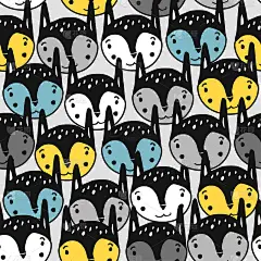 野狐手绘插画在斯堪的纳维亚风格的儿童纺织，幼稚的海报或儿童织物。