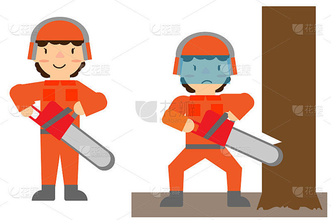 用电锯砍树的人