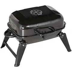 Outsunny 14&quot; Charcoal BBQ, with Portable Anti-Scalding Handle, Air Vent, Folding Legs, Warming Rack Tabletop for Outdoor Cooking, Black | Aosom.com