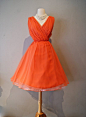 Vintage 1960s Poppy Red Chiffon Party Dress by by xtabayvintage, $148.00