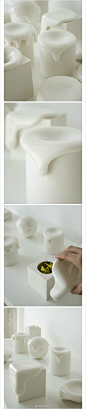 日本陶艺家白矢幸司（Koji Shiraya）的作品Box，他用长石（透明釉的一种）为盖子的原料，并与陶罐一起烧制，仿若融化中的奶油一般，甜美欲滴。