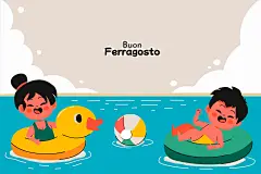夏天暑假儿童泳池游泳沙滩海边泳圈玩耍卡通人物插画矢量设计素材-淘宝网