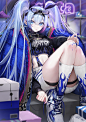 Anime 1500x2122 Nekometaru artwork anime girls sunglasses long hair blue eyes