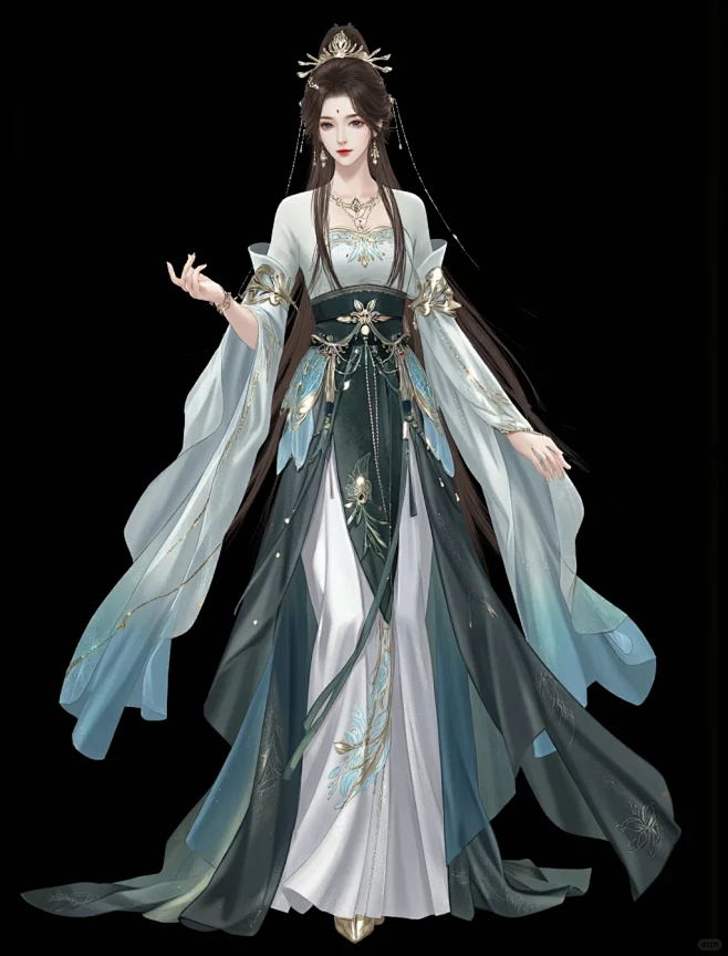 古风 | 全身 服装设计 黑底原画插图 - 小红书-花瓣网