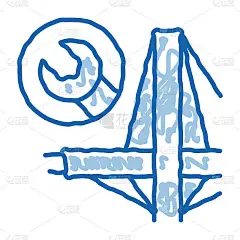 桥梁修复涂鸦图标手绘插图